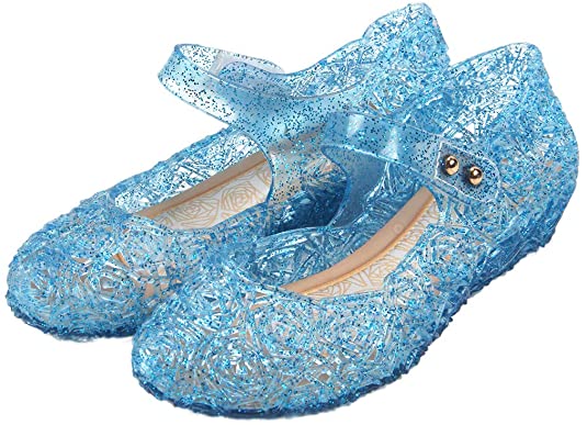 Frozen Inspired Elsa Costumes Flats Shoes, Snow Queen Princess Birthday Sandals for Little Girls, Toddler or Kids