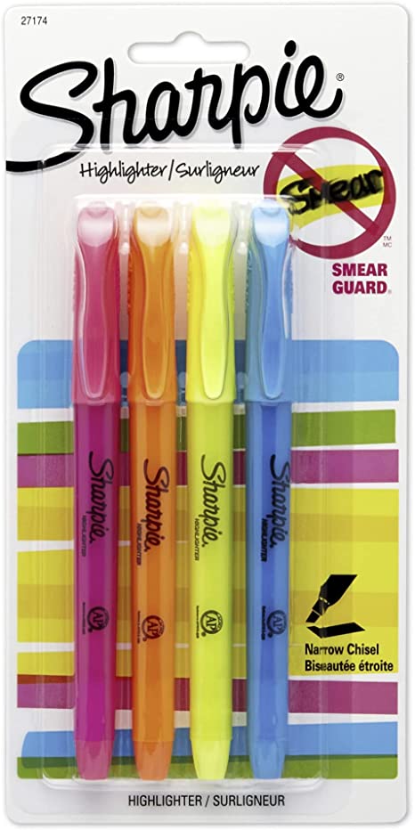 Sharpie® Accent® Pocket Highlighters, Assorted, Pack Of 4