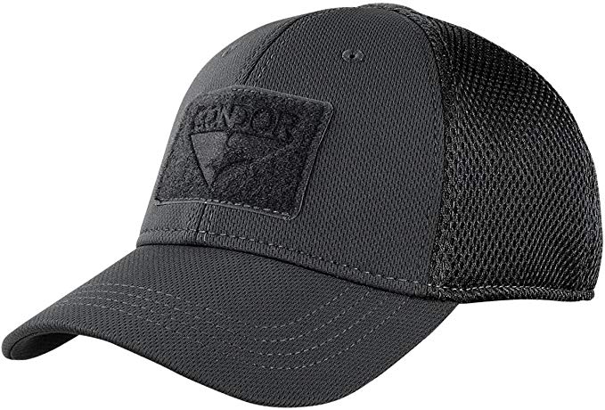 Condor Flex Mesh Cap (BLACK), Breathable Fitted Tactical Operator Hat (L/XL)
