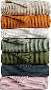 100% Cotton Waffle Weave King Bed Blanket | Sage Waffle Knit Blanket | Ultra-Soft, All Season Textured Blankets & Throws for Bed, Couch, or Chair (King, Sage)