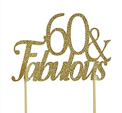 All About Details Gold 60-&-fabulous Cake Topper