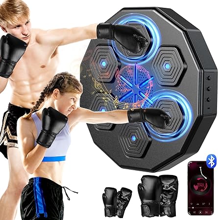 2024 New Music Boxing Machine, Upgraded 2.0 Smart Bluetooth Music Boxing Parent-Child Games, Wall-Mounted Exercise Equipment for Home Exercise New Fitness