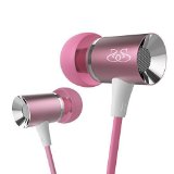 Sound Intone I66 2015 New Stereo Metal Earphones Noise Isolating Bass In-ear Headphones with Microphone Pink