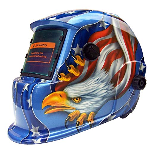 KingSo Solar Powered Welding Helmet Auto Darkening Hood Blue Eagle Design