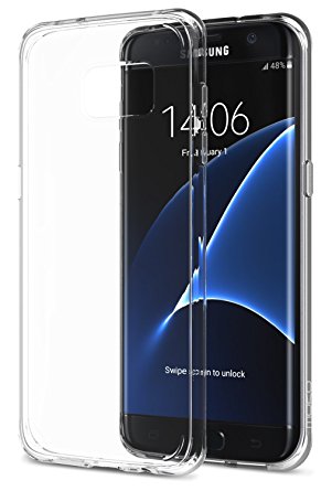 Galaxy S7 Edge Case - MoKo Advanced Halo Series Back Cover with TPU Cushion Technology Corners   Clear Panel for Galaxy S7 Edge 5.5" Smartphone (2016), Crystal Clear (Not Fit Galaxy S7)