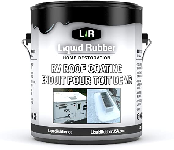 Liquid Rubber RV Roof Coating - Solar Reflective Sealant - Waterproof - Easy to Apply - Brilliant White,1 Gallon