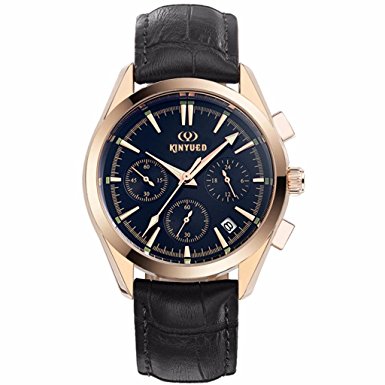 Naladoo KINYUED Men's Luxury Analog Quartz Chronograph Leather Wrist Watch(FBA)