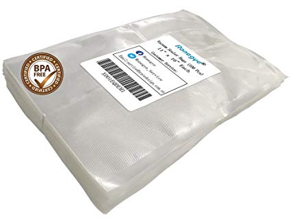 Upgraded! Upgraded! Upgraded! Vacuum Sealer Bags Embossed on Both-Sides with Commercial Grade for Food Saver, FDA Approved, BPA Free, 100 Counts of 11" x 16" Each, Gallon Size, Clear