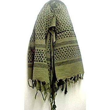 Arab Keffiyah Kafiyah Head Scarf Shemagh Olive/Black by Private Label by Private Label