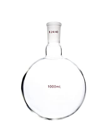 QWORK Boiling Flask, Single Neck Round Bottom, 24/40 Standard Taper Outer Joint, 1000ml