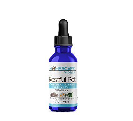 Restful Pet Hemp Oil, Chamomile and Valerian Root - (2fl oz)  for Cats/Dogs - Stress, Anxiety, Relaxation