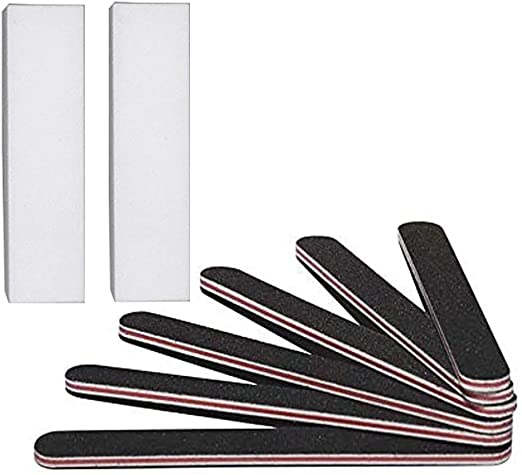 Haobase Nail Files and Buffer, Professional Manicure Tools Kit Rectangular Art Care Buffer Block Tools 100/180 Grit 8Pcs/Pack