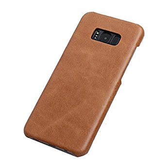 Galaxy S8  Plus Genuine Leather (Made of Cowhide) Cover Case,Flying Horse Retro Style Matte Texture Luxury [Ultra Slim Handmade] Case Cover For Samsung Galaxy S8 Plus (Brown)