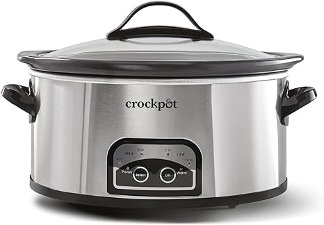 Crockpot 6 Quart Slow Cooker with Auto Warm Setting and Programmable Controls, Stainless Steel