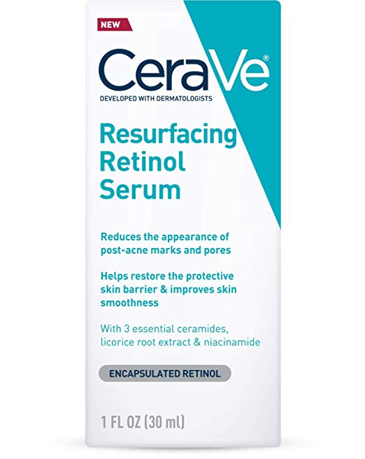CeraVe Retinol Serum for Post-Acne Marks and Skin Texture | Pore Refining, Resurfacing, Brightening Facial Serum with Retinol | 1 Ounce