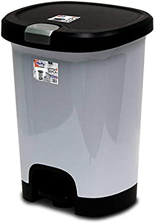 Hefty 7-Gal Textured Step-On Trash Can with Lid Lock and Bottom Cap (1, Stainless Steel)