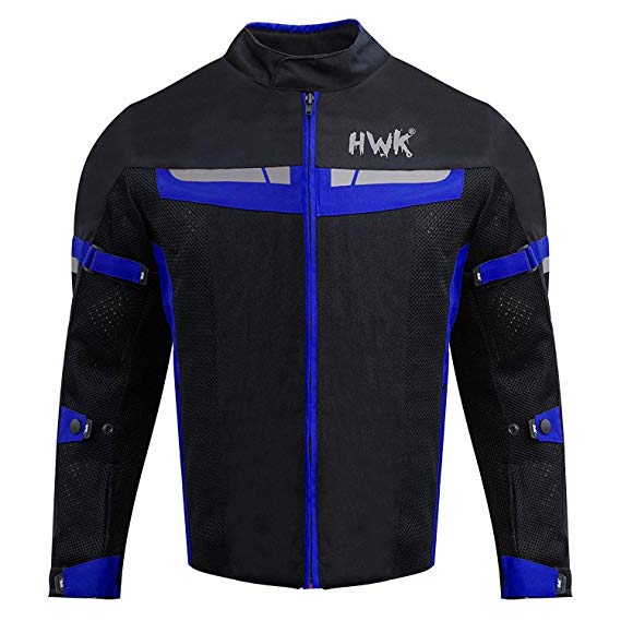 HWK Mesh Motorcycle Jacket Riding Air Motorbike Jacket Biker CE Armored Breathable (XXXX-Large, Blue)