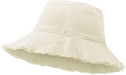Womens-Sun-Hat for Beach Summer Frayed Bucket - UV-Protection Foldable Distressed Sun Hat