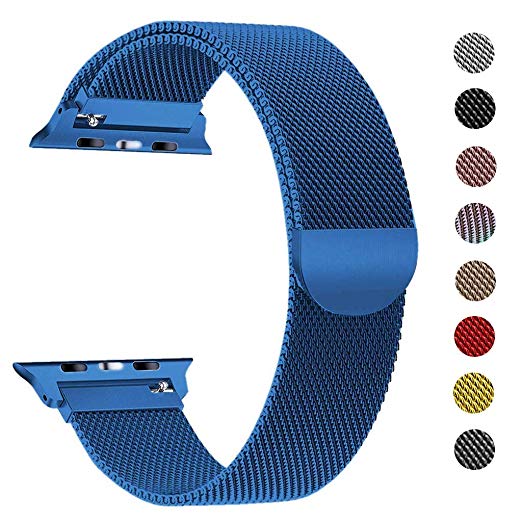 Compatible with Watch Band 42mm 38mm 44mm 40mm Stainless Steel Milanese Loop Replacement Strap with Magnetic Closure iWatch Series 1 Series 2 Series 3 Series 4 (Blue, 38 mm / 40 mm)