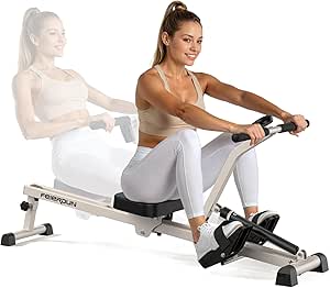 Feierdun Compact Adjustable Hydraulic Rowing Machine for Home – 300LBS Weight Capacity, 12 Resistance Levels, Foldable Design for Full-Body Workouts and Easy Storage