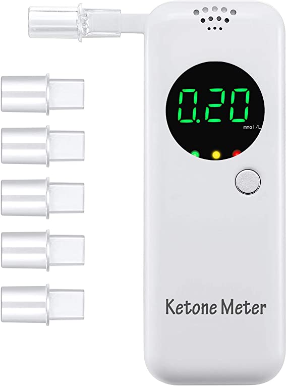 Valuemed Ketone Meter, Portable Ketones Breath Analyzer, Digital Ketone Breathalyzer, Ketosis Testing with 10 Mouthpieces