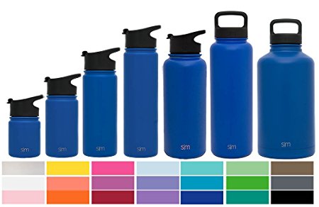 Simple Modern Summit Water Bottle   Extra Lid - Wide Mouth Vacuum Insulated 18/8 Stainless Steel Powder Coated - 8 Sizes, 24 Colors