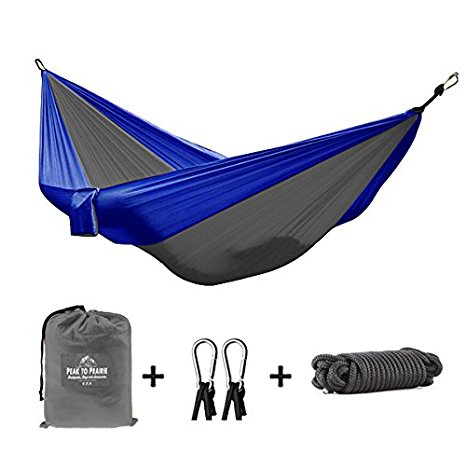 Peak to Prairie Double Nest Camping Hammock - Lightweight, Durable, Nylon Camping Hammock. Great for Travel, Backpacking, Camping, and Beach - Tree Straps just $4.99 when purchased with Hammock!