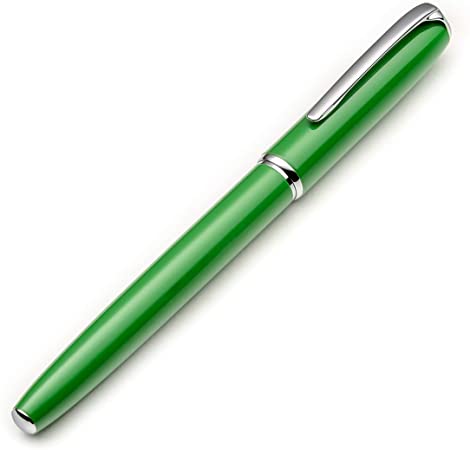 ZenZoi Green Fountain Pen Set W/Premium Schmidt Fine Nib. Include High-End Pen, 1 Ink Converter, 2 Ink Refills & Gift Case. Effortless Writing Calligraphy Pen Set for Men or Women (Fine Nib, Green)