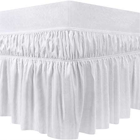 Utopia Bedding Elastic Bed Ruffle - Easy Wrap Around Dust Ruffle - 16 Inch Tailored Drop - Hotel Quality, Shrinkage and Fade Resistant (King, White)