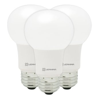 LENMAR® LED A19 Dimmable Light Bulb, 9 Watt (60W Equivalent), Soft White (3000K), 800 Lumens, LIFETIME WARRANTY, [Three (3) Pack]