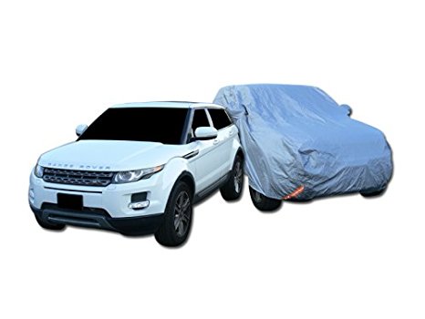 Topline Autopart 4850Mm 4 Layer Universal Waterproof Suv Car Cover Mirror Pocket Life Warranty T1
