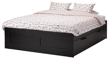 IKEA Queen Size Bed Frame with Storage, Black 30382.22026.42