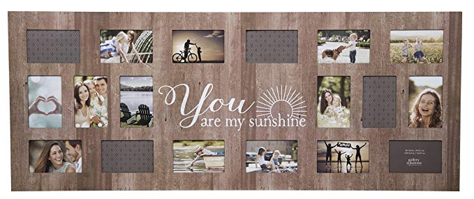 GALLERY SOLUTIONS Rustic 18 Opening Distressed You Are My Sunshine Collage Frame