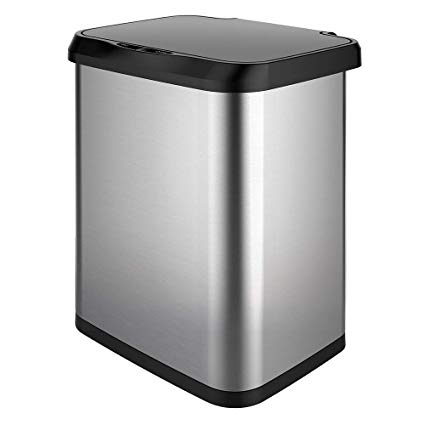 GLAD GLD-74515 Stainless Steel Sensor Trash Can with Clorox Odor Protection of The Lid | Fits Kitchen Pro 13 Gallon Waste Bags