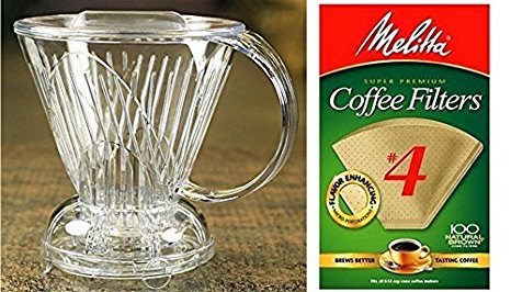 Clever Coffee Dripper, Large, 18 Ounces   Pack of 100 Melitta #4 Brown Coffee Filters Included! | Safe BPA Free Plastic |Reusable Coffee Dripper for Travel or Home Use |