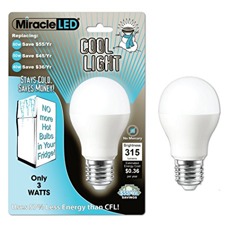 Miracle LED 605025 3-Watt Refrigerator & Freezer Light, Long Life Energy Saver Bulb, Cool White