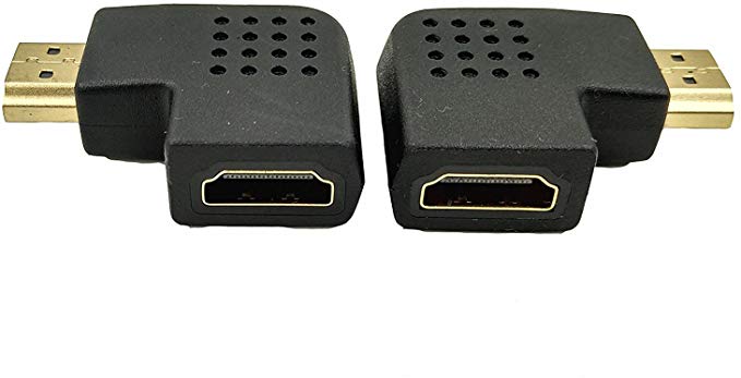 BesYee HDMI Adapter Combo (1 Pair), Left and Right Angle 90 Degree 270 Degree HDMI Male to Female Vertical Flat Adapter (left right M/FM)