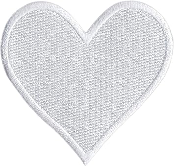 White Heart - Embroidered Iron on Patch