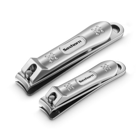Nail Clippers, Saxhorn Nail Cutter and Trimmer for Fingernail and Toenail - Stainless Steel