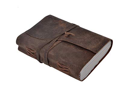 Leather Journal Unlined Writing Note Book, Hand Crafted, Traveler’s Journal, Men & Women Personal Diary, Antique Genuine Soft & Vintage Brown Leather 7 x 5 Inches