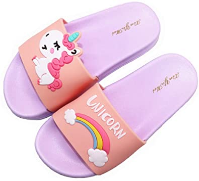 Kids Unicorn Slide Sandals Lightweight Summer Beach Water Shoes Boys Girls Shower Pool Slippers(Toddler/Little Kids)