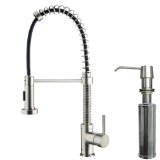 VIGO Edison Stainless Steel Pull-Down Spray Kitchen Faucet with Soap Dispenser