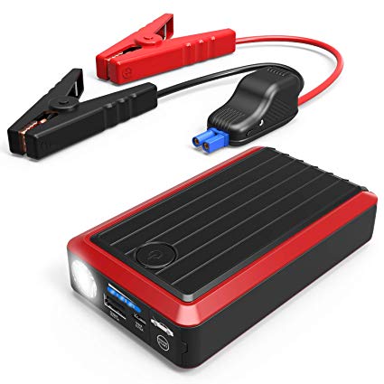 iClever 450A Peak 10000mAh Portable Car Jump Starter (up to 4.5L Gas, 3.0L Diesel Engine) Battery Booster Phone Charger Power Bank (Black)