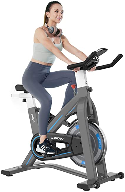L NOW Indoor Exercise Bike Indoor Cycling Stationary Bike, Magnetic Resistance Belt Drive with Heart Rate, Adjustable Seat and Handlebar, Tablet Holder-D606