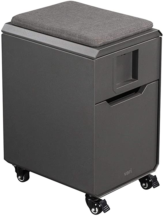 Vari Locker Seat for Office Storage and Seating - Removable Cushion - (Charcoal Grey)