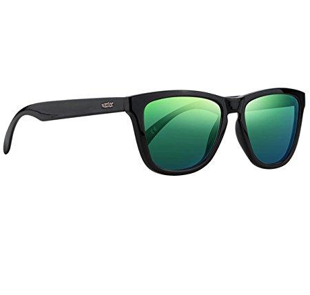 Nectar Lando - Black Wayfarer Polarized Sunglasses with Blue / Green Mirror Lenses and UV Protection