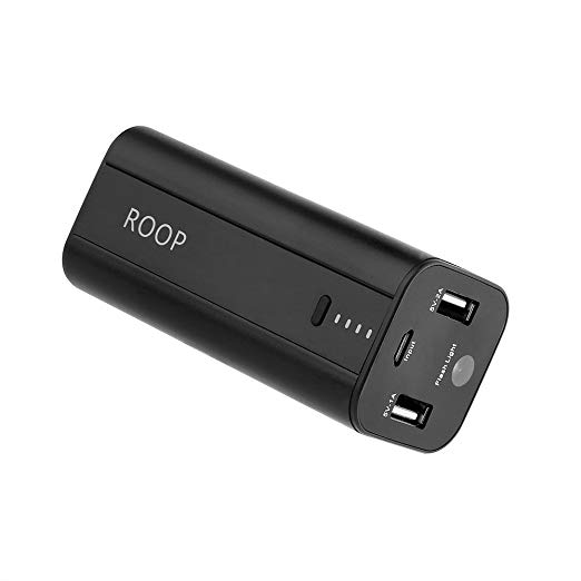 Power Bank Fast Charger Dual USB External Battery Pack Portable Battery Charger for iPhone,iPad Mini, Samsung Galaxy S6, More Phones and Tablets (Pure Black) ROOP