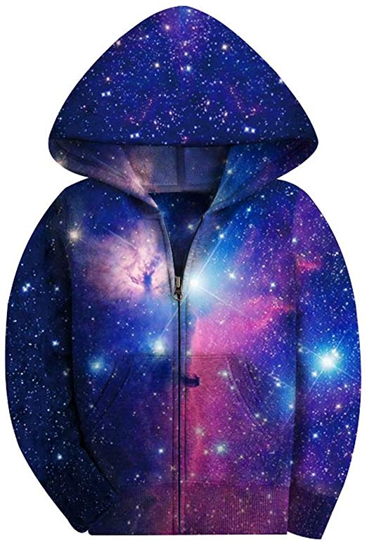 SAYM Big Girls' Youth Galaxy Teen Fleece Full Zip Jackets Pullover Hoodies