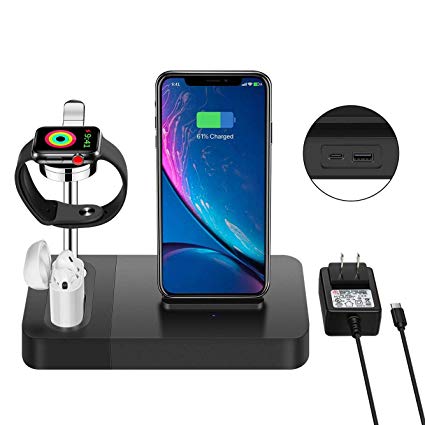 TGHUANG Multi-Function Compatible iPhone Wireless Charger/Airpods Charging Station/Apple Watch Charger Stand One-Stop Charging Stand
