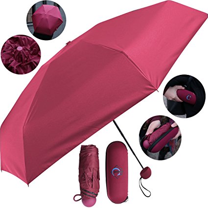 Travella Compact Waterproof Windproof Sunproof UV Safe Zipper Pouch Umbrella Water Wipes Clean